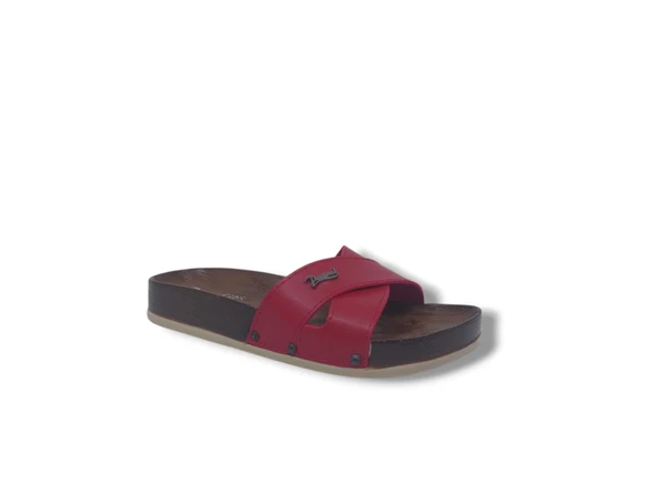 Parmi 21502 Kadın Kırmızı Çapraz Bant Günlük Kullanım Terlik - Resim 2