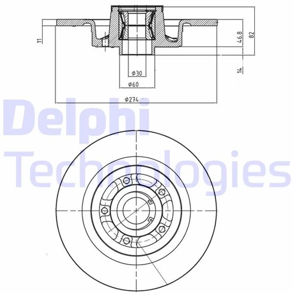DELPHI BG9026RS ARKA FREN AYNASI RENAULT LAGUNA II 01>07 SCENIC II 05>08 274x11x5D 7701472838-8200655249-8200367094 ürün görseli 1