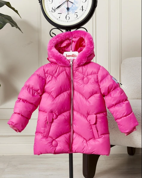 Kız Bebek Kapüşonlu Fermuarlı Şişme Mont 51351 ürün görseli