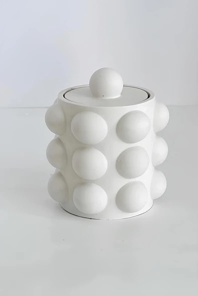 El Yapımı Kapaklı Bubble Beton Kavanoz | Kalemlik, Kaşıklık, Diş Fırçalık, Organizer - Resim 4