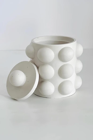 El Yapımı Kapaklı Bubble Beton Kavanoz | Kalemlik, Kaşıklık, Diş Fırçalık, Organizer - Resim 5