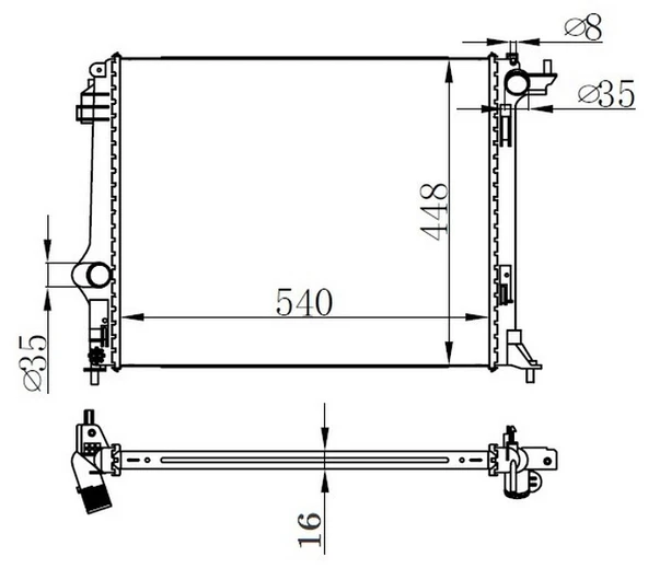 ORIS BRN090016 MOTOR SU RADYATÖRÜ GRAND SCENIC IV 15> MEGANE IV 15> SCENIC IV 15> 1.2 TCE 1.3 TCE 1.5dCi BRAZİNG 540x448x16 214105169R-214108175R-214109798R ürün görseli
