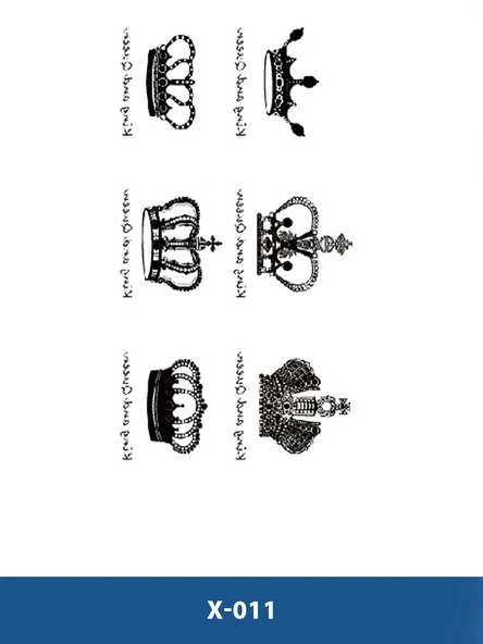 X-011 KRAL KRALİÇE TACI ÇOKLU DESEN GEÇİCİ DÖVME-TATTO