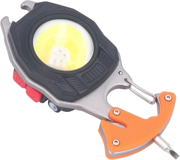 Çok Fonksiyonlu Mini Çalışma Işığı Çakmak Özellikli LED Anahtarlık El Feneri 3 Işık Kaynakları Acil Durum Için LED Güç Göstergesi Siyah (Siyah) - 2