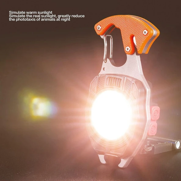 Çok Fonksiyonlu Mini Çalışma Işığı Çakmak Özellikli LED Anahtarlık El Feneri 3 Işık Kaynakları Acil Durum Için LED Güç Göstergesi Siyah (Siyah) - 4