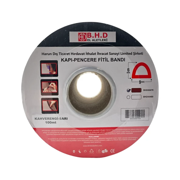 Fixonic B.H.D BHD00480 100mt Kapı ve Pencere Fitil Bandı Kahverengi Kauçuk - Resim 3