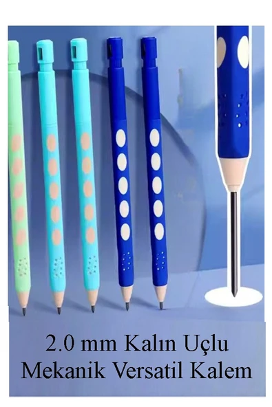 Kalın Uçlu Versatil Kalem 2.0 mm Mavi 1 Adet ve 2.0 Mm Kalın Uç Kırmızı 2 Adet Kalın Uçlu Mekanik Kalem - 4
