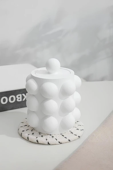 El Yapımı Kapaklı Bubble Beton Kavanoz | Kalemlik, Kaşıklık, Diş Fırçalık, Organizer ürün görseli 1