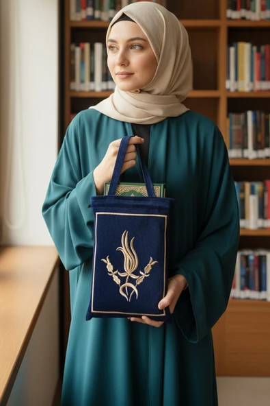 Çeyizlik Kuran Çantası, Terlik Çantası Lacivert ürün görseli