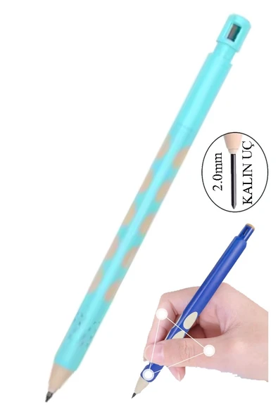 Kalın Uçlu Versatil Kalem 2.0 mm Açık Mavi 1 Adet ve 2.0 Mm Kalın Uç Kırmızı 2 Adet Kalın Uçlu Mekanik Kalem - 2