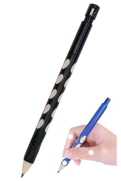 Kalın Uçlu Versatil Kalem 2.0 mm Siyah 1 Adet ve 2.0 Mm Kalın Uç Siyah 2 Adet Kalın Uçlu Mekanik Kalem - Resim 2