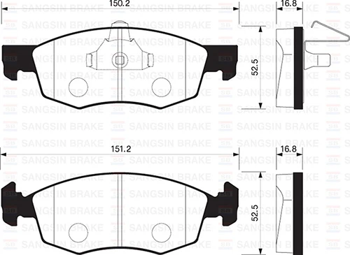 SANGSIN SP1198 ÖN FREN BALATA FIAT PALIO WEEKEND 96-> / ALBEA 01-> / DOBLO 00-> 9949125-77362180-WVA20907 ürün görseli 1