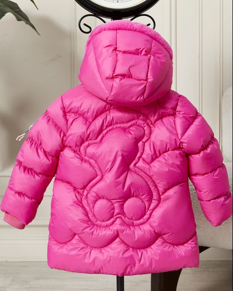 Kız Bebek Kapüşonlu Fermuarlı Şişme Mont 51351 - Resim 7