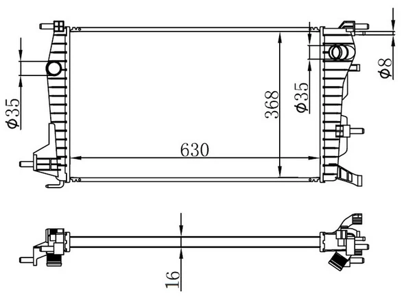 ORIS BRN063016 RADYATÖR BRAZİNG FLUENCE 1.5 DCİ MEK 630x368x16 214100068R-8671095333 ürün görseli