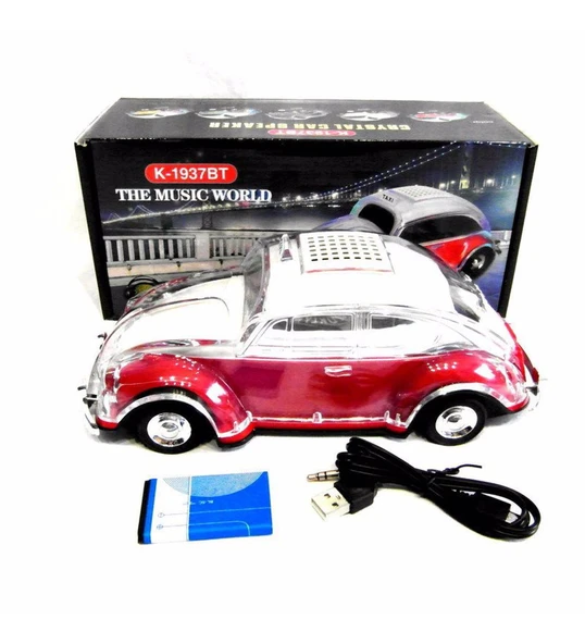 Nostaljik Araba Işıklı Klasik Vosvos Bluetooth Hoparlör Radyo - Resim 5