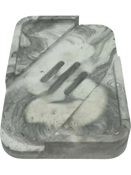 Mermer Desenli Su Giderli Katı Sabunluk | Dayanıklı Beton Katı Sabun Kabı ve Standı - Resim 3