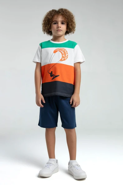 Roly Poly Renkli Erkek Çocuk Kısa Kol Bermuda Şortlu Pijama Takım ürün görseli 1