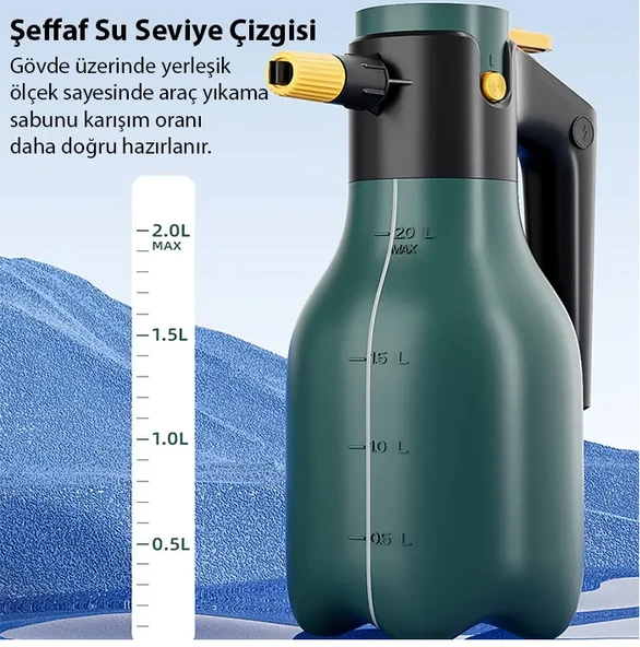 2L Yüksek Basınçlı Şarjlı Köpük Makinası Oto Yıkama Pompası Köpük Püskürtücü - Resim 4