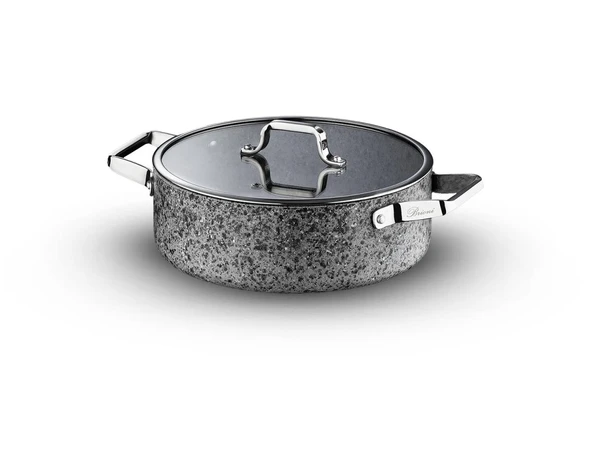 Brioni Stone-H İndüksiyon Tabanlı Çizilmez Basık Tencere - 26 cm - Resim 2