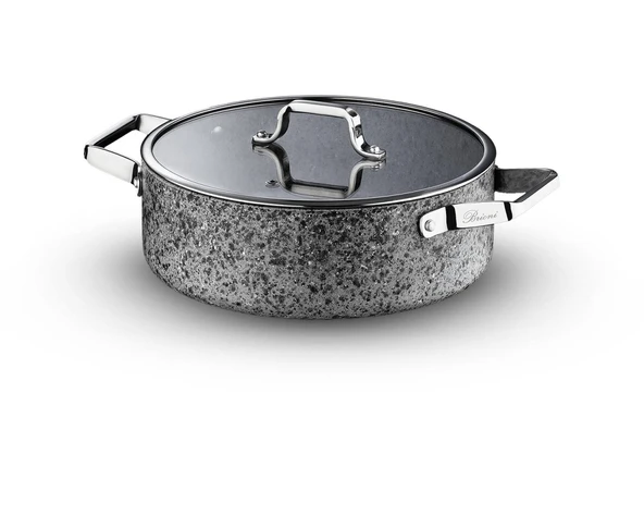 Brioni Stone-H İndüksiyon Tabanlı Çizilmez Basık Tencere - 30 cm - Resim 2
