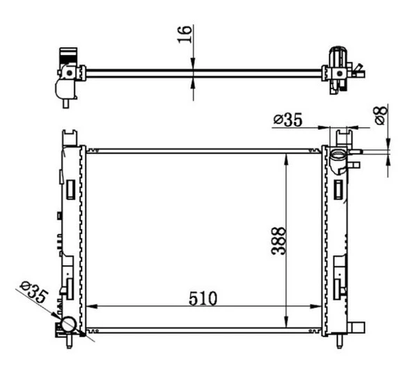 GVA 3114008 MOTOR SU RADYATORU CAPTUR I 12> CLIO IV 12> DOKKER 12> SYMBOL III 14> SANDERO II 12> 0.9 TCE 1.2 TCE 1.5 DCI 1.6 506x414x18 MEKANİK 214107326R-214100055R ürün görseli 1