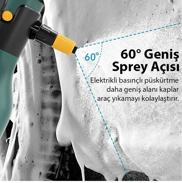 2L Yüksek Basınçlı Şarjlı Köpük Makinası Oto Yıkama Pompası Köpük Püskürtücü - Resim 3