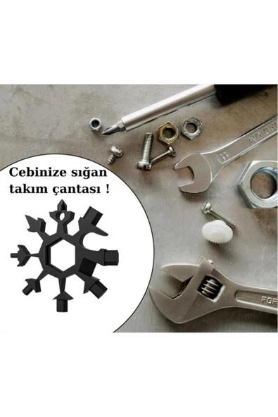 Mucit Home 19 In 1 Çok Fonksiyonlu Çelik Alyan Tornavida Açacak Kar Tanesi Anahtarlık - Resim 6