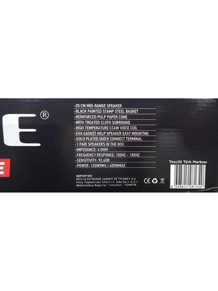 Massive Ms-M8Tx 20 Cm Midrange Hoparlör 400 Wat Maximum Power ÇifT - 3