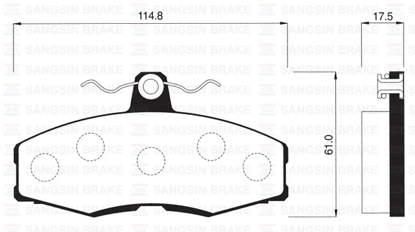 SANGSIN SP1028 ÖN FREN BALATA SKODA FAVORIT 1.3L 88-97 / FORD SIERRA 1.3L 1.6L 2.0L 86-93 6166950-6174784-115430280 ürün görseli 1