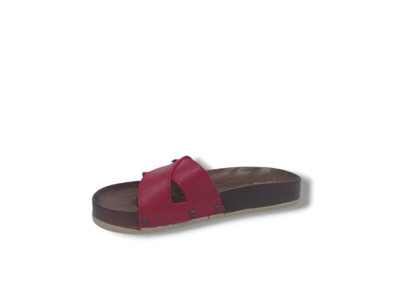 Parmi 21502 Kadın Kırmızı Çapraz Bant Günlük Kullanım Terlik - Resim 3