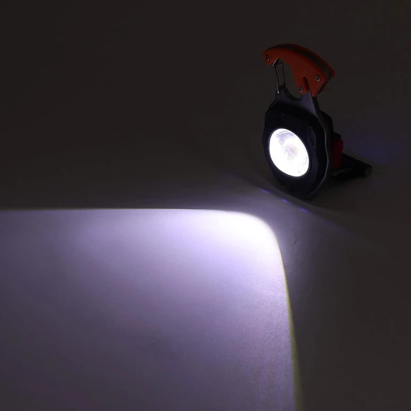 Çok Fonksiyonlu Mini Çalışma Işığı Çakmak Özellikli LED Anahtarlık El Feneri 3 Işık Kaynakları Acil Durum Için LED Güç Göstergesi Siyah (Siyah) - 5