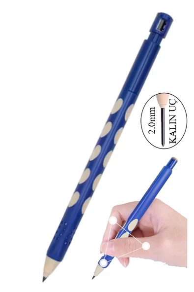 Kalın Uçlu Versatil Kalem 2.0 mm Mavi 1 Adet ve 2.0 Mm Kalın Uç Kırmızı 2 Adet Kalın Uçlu Mekanik Kalem - 2