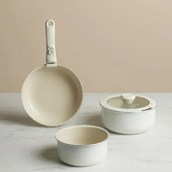 Karaca x Refika Swiss Crystal Almond Cream Easy Clip 5 Parça Tencere Seti ürün görseli