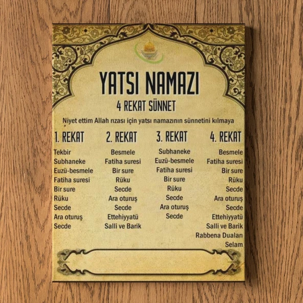 Yatsı Namazı Kılınışı Tablo