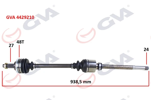 GVA 4429210 KOMPLE AKS SAĞ SCUDO-EXPERT-JUMPY 1.9D 96-06 ABS Lİ 48DİŞ 938mm 3273.V7-3273.W0-3273.5X ürün görseli 1