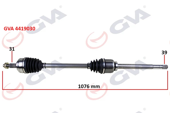 GVA 4419030 KOMPLE AKS SAĞ MASTER III 10> MOVANO B 10> 2.3dCi 6 VİTES 1076mm 391004255R-391009620R-8200842369 ürün görseli