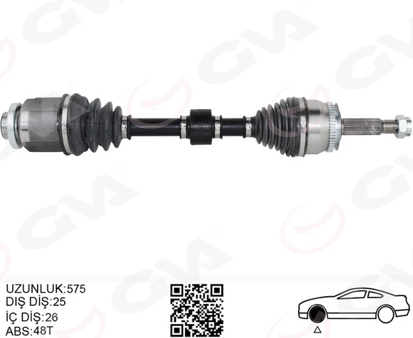 GVA 4491151 KOMPLE AKS SAĞ GETZ 1.5 CRDİ 03-09 ABS Lİ 48DİŞ 578mm 495001C510 ürün görseli