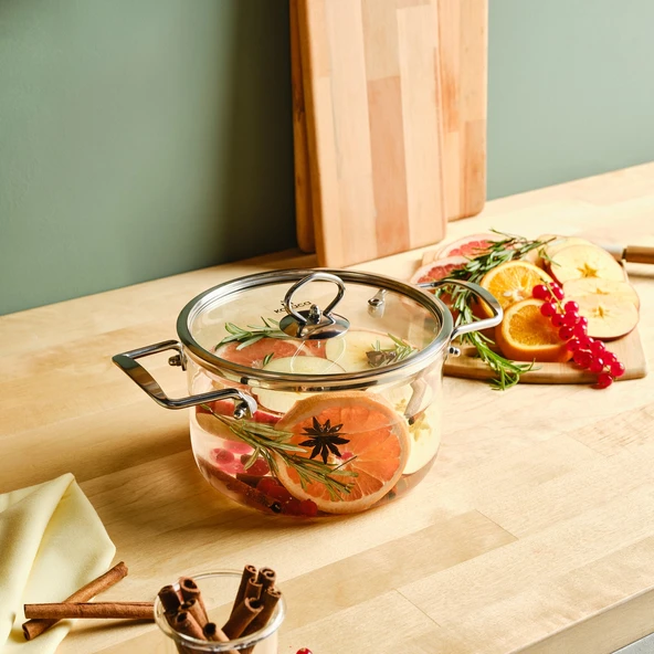 Karaca Amore Borosilikat Cam Derin Tencere 18 Cm - Resim 7