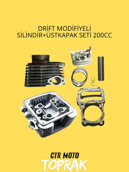 Drift 200cc Modifiyeli Silindir ve Üst Kapak Seti – Piston Segman Conta Takımı ürün görseli 1