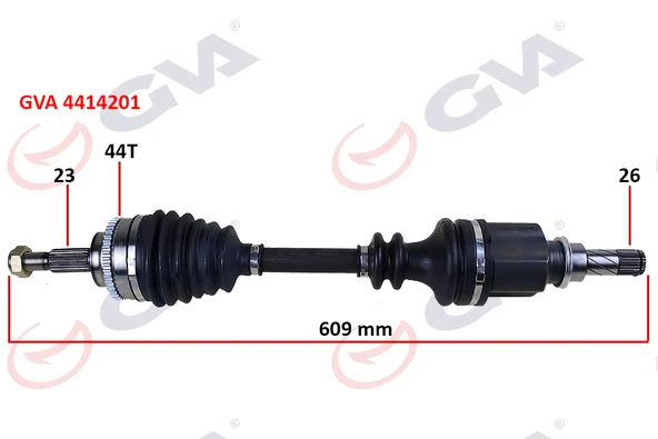 GVA 4414201 KOMPLE AKS SOL CLIO SYMBOL THALIA 1.5 DCİ 08- ABS Lİ 44DİŞ 609mm 7711368677-8200543868 ürün görseli