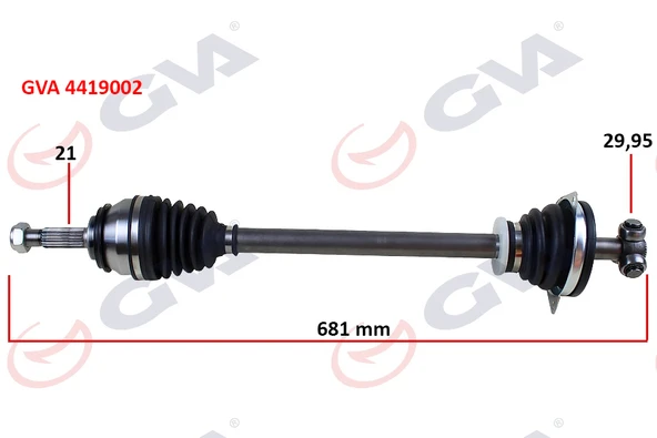 GVA 4419002 KOMPLE AKS SOL DACIA LOGAN 06> SANDERO 08> 1.4-1.6 681mm BENZİNLİ 6001548102-8200985010-391016391R ürün görseli 1