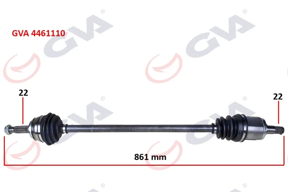 GVA 4461110 KOMPLE AKS SAĞ SKODA FAVORIT 1.3 89-94 865mm 6U0407272F ürün görseli 1