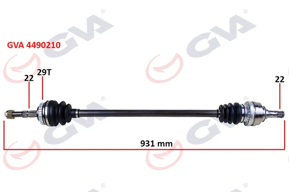 GVA 4490210 KOMPLE AKS SAĞ CORSA C-COMBO 1.2-1.4 16V 1.3 CDTI-1.7DTI 00-06 29 DİŞ ABS Lİ 931mm 24427064-26095017-374370-374468 ürün görseli