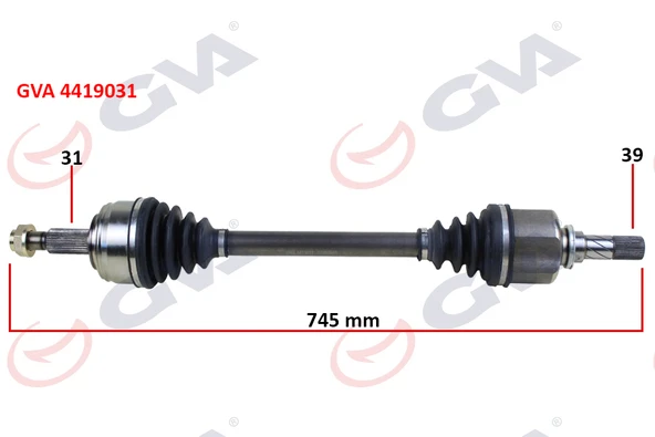 GVA 4419031 KOMPLE AKS SOL MASTER III 10>MOVANO B 10> 2.3dCi 6 VİTES 745mm 391012360R-391012849R-8200842365