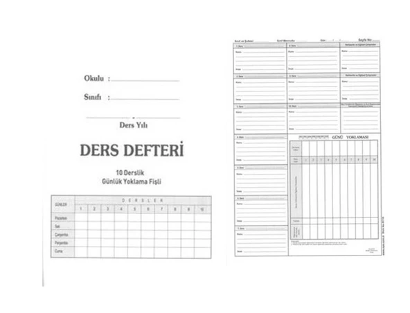 Ders Defteri 10 Derslik Günlük Yoklamalı 200 Sayfa - 2