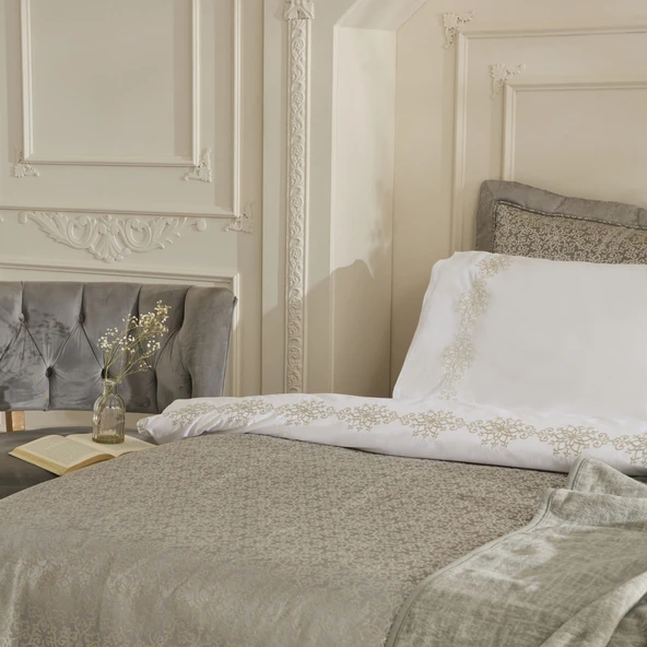 Karaca Home Rosette 8 Parça Çift Kişilik Çeyiz Seti Antrasit - Resim 3