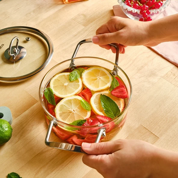 Karaca Amore Borosilikat Cam Derin Tencere 16 Cm - Resim 5