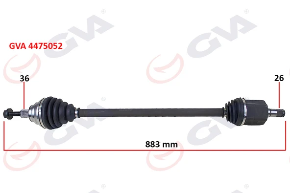 GVA 4475052 KOMPLE AKS SAĞ GOLF VI 1.6i AUTO. 08-13 883mm 1K0407272FS-1K0407452QX ürün görseli
