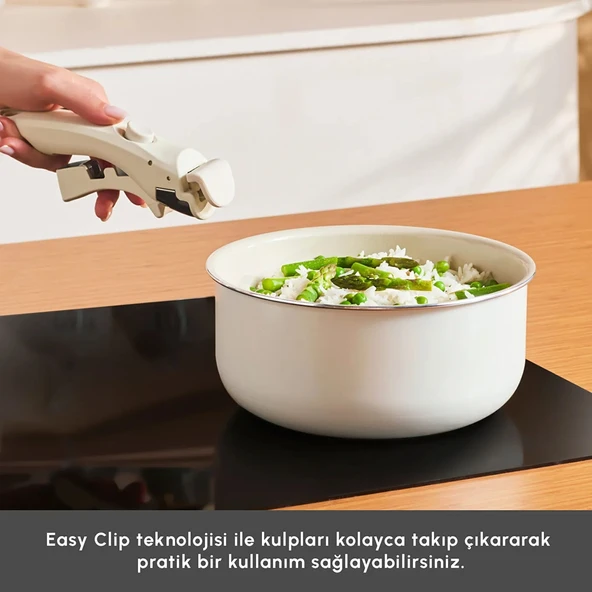 Karaca x Refika Swiss Crystal Almond Cream Easy Clip 7 Parça Tencere Seti - Resim 5