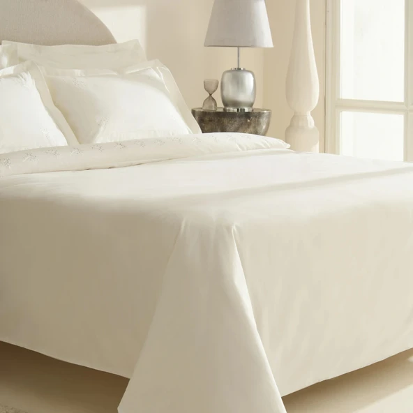 Karaca Home White Coll Rayas Nakışlı %100 Pamuk Çift Kişilik Nevresim Takımı Beyaz - Resim 2